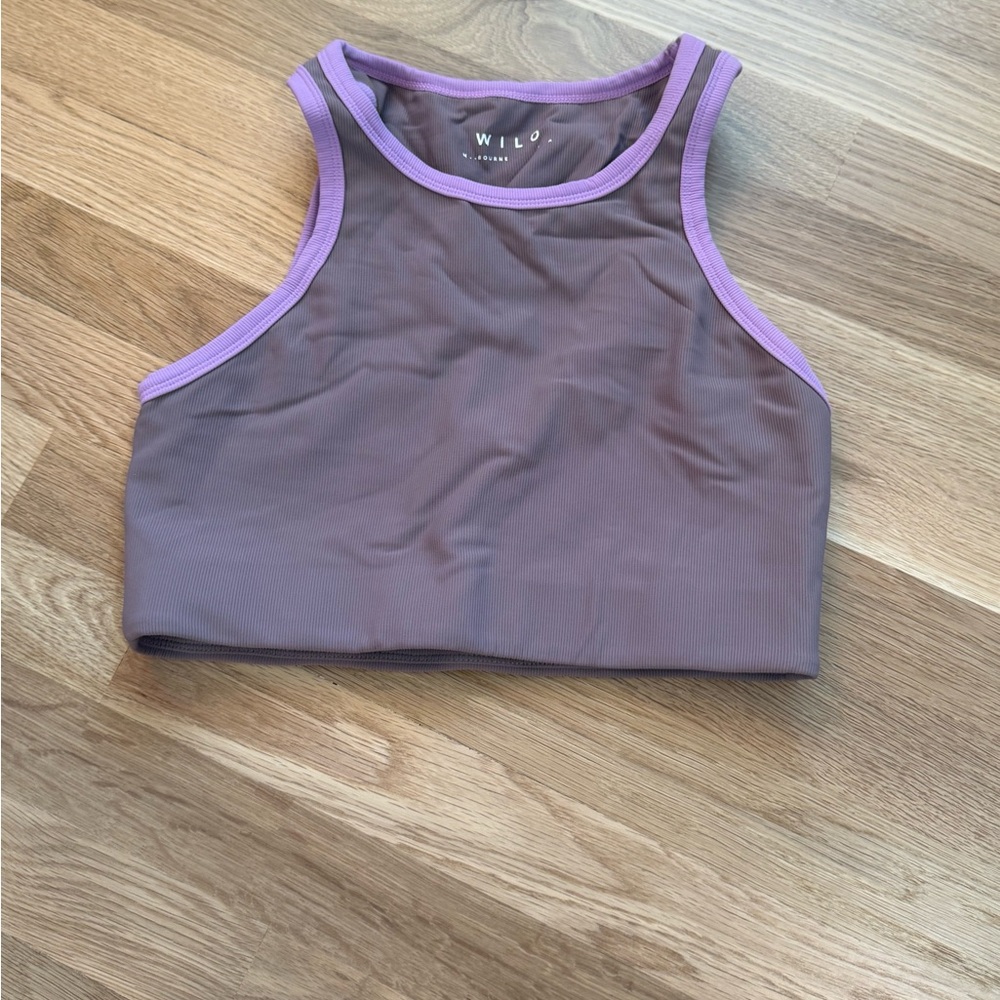 Willow Lavender Trim Charcoal Tank Top